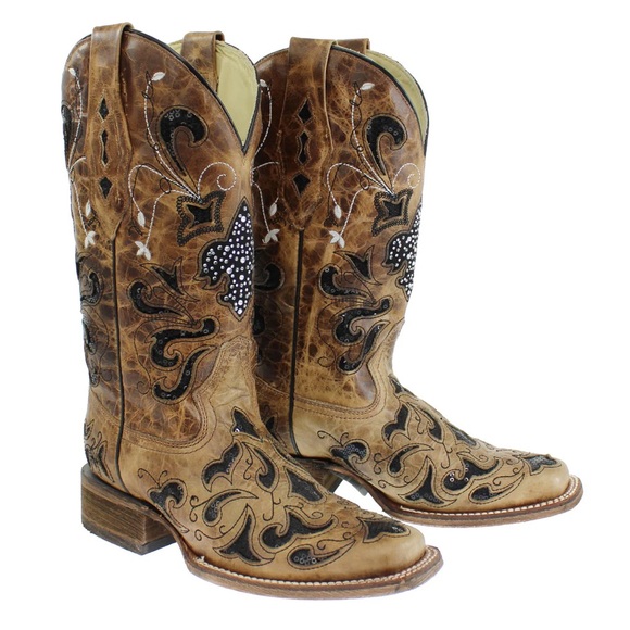 Corral Boots Shoes - Corral Sequin Leather Western Cowgirl Boots